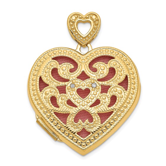 14k Yellow Gold Heart w/Diamond Vintage Locket - 24 mm 14k Yellow Gold Heart w/Diamond Vintage Locket - 24 mm